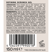 Abbildung der Etikett rückseite des Bali Curls Curl Defining Gels mit Auflistung aller Ingredients und der Anwendung