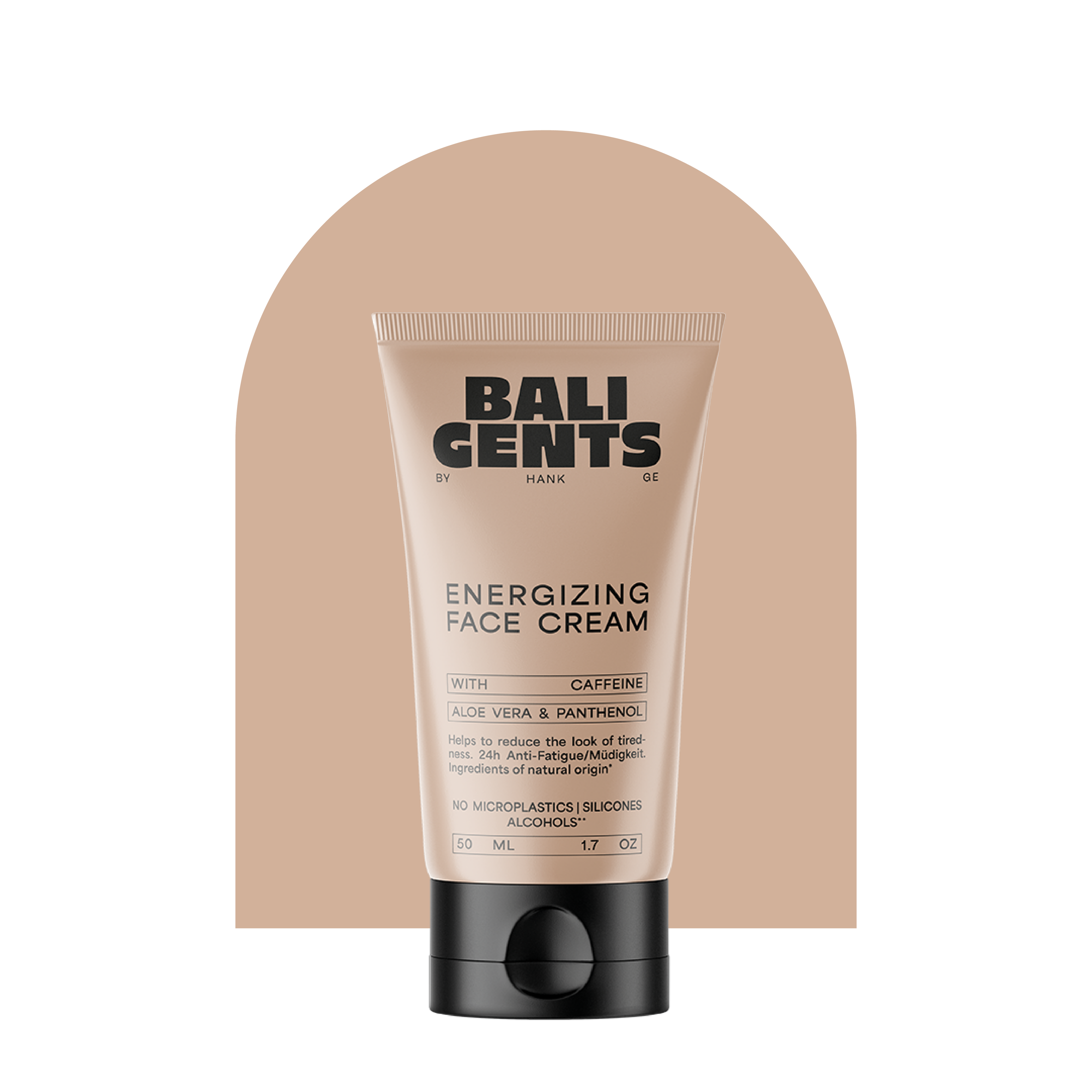 Bali Gents Energizing Face Cream Produktabbildung vor beigem Bogen mit Transparentem Hintergrund