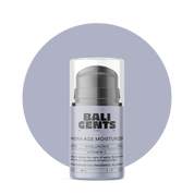 Bali Gents Hydra Age Moisturizer Produktabbildung vor blauem Kreis mit transparentem Hintergrund