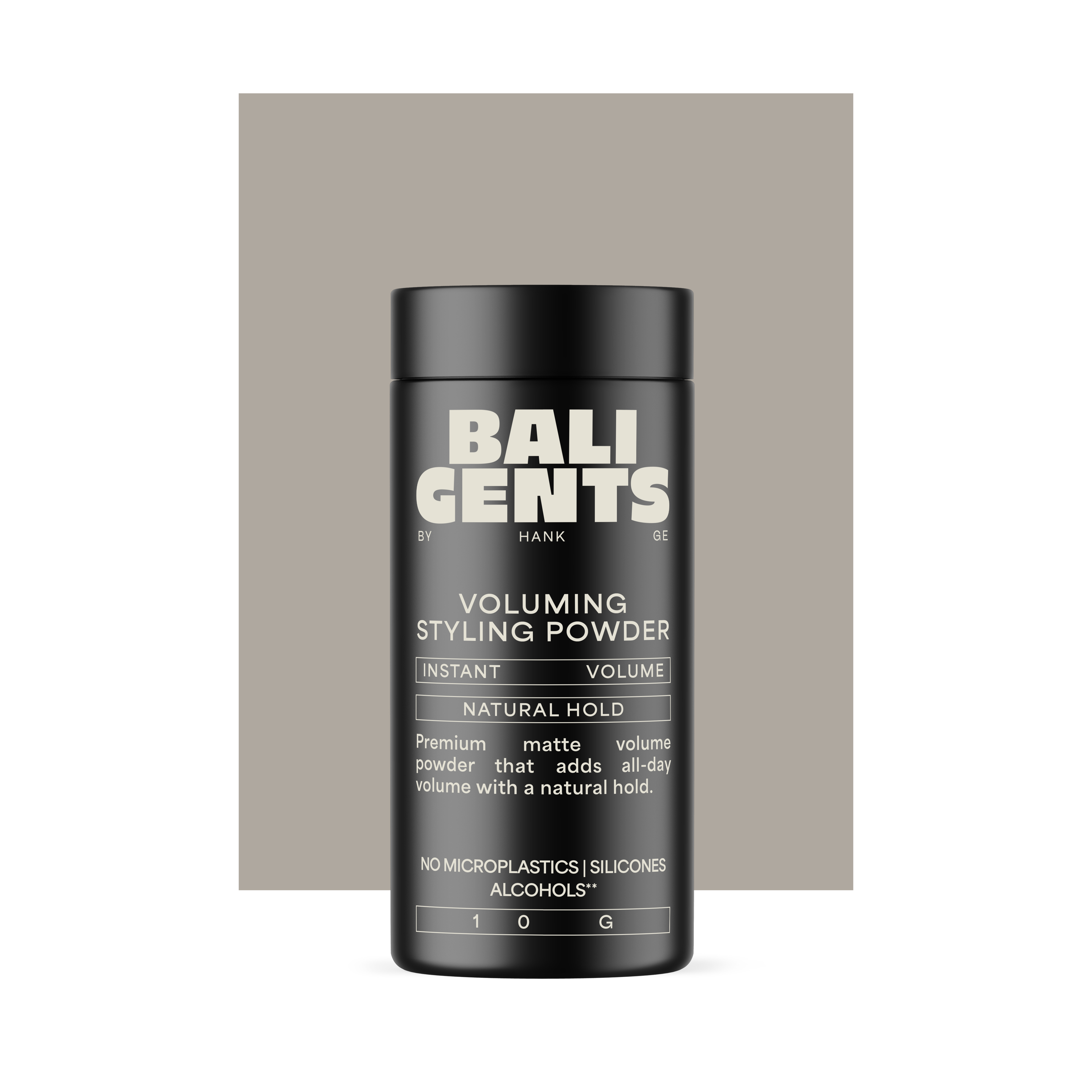 Bali Gents Voluming Styling Powder Produktabbildung vor grauem Rechteck mit Transparentem Hintergrund