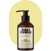Bali Curls Curl Defining Gel Produktabbildung vor gelber Ovaler Form mit transparentem Hintergrund