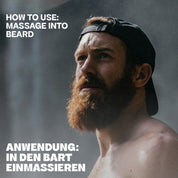 Bali Gents Beard Oil Anwendung Mann mit rotem Bart