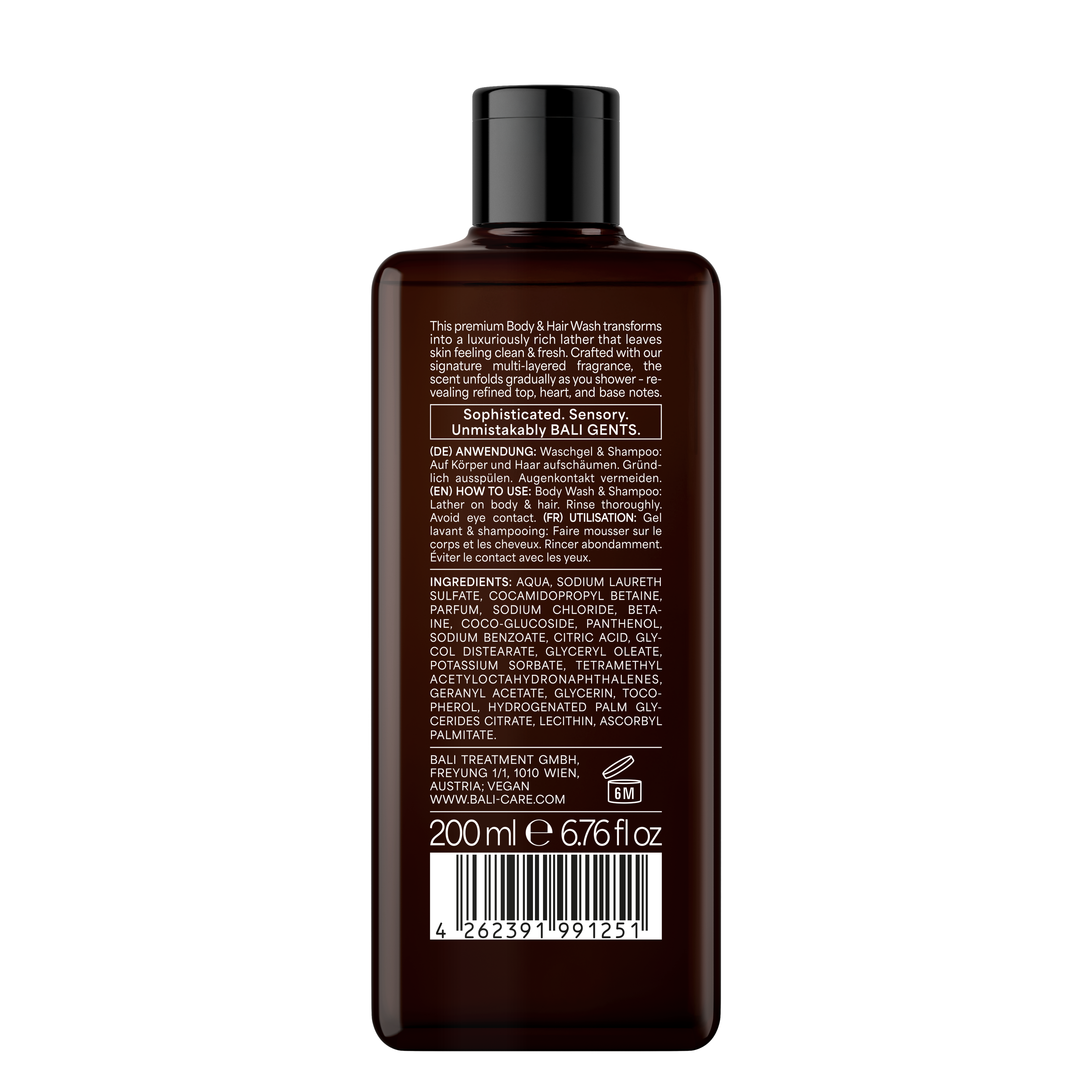 Bali Gents Duschgel Ristretto & Vanilla Produktabbildung Back