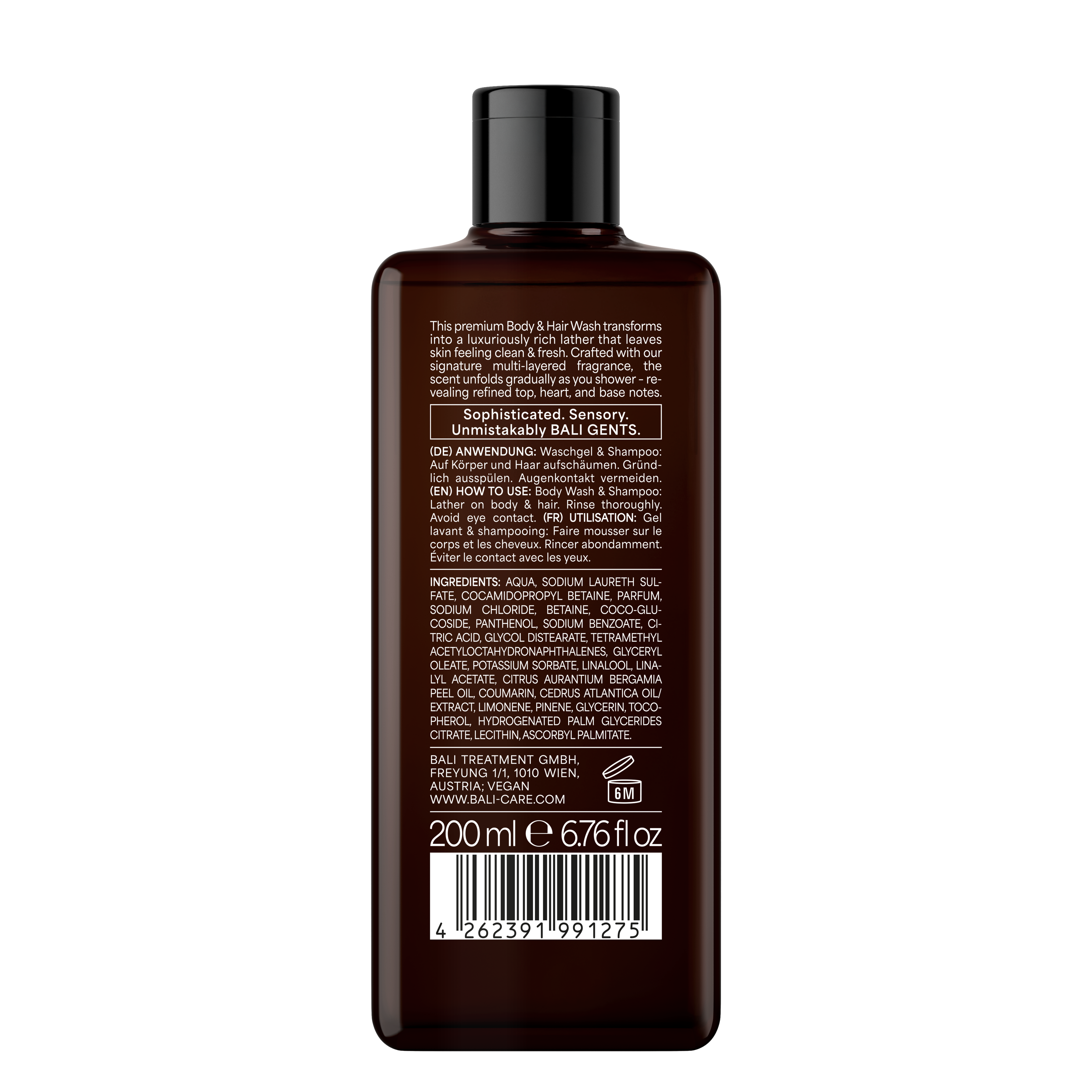 Bali Gents Duschgel Saffron & Oud Produktabbildung Back