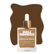 Bali Bronze Bronzing Drops Produktabbildung vor braunem, leicht welligem Rechteck auf transparentem Hintergrund