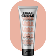 Bali Curls Deep Repair Mask Produktabbildung vor Aprikotfarbenem Oval mit Transparentem Hintergrund