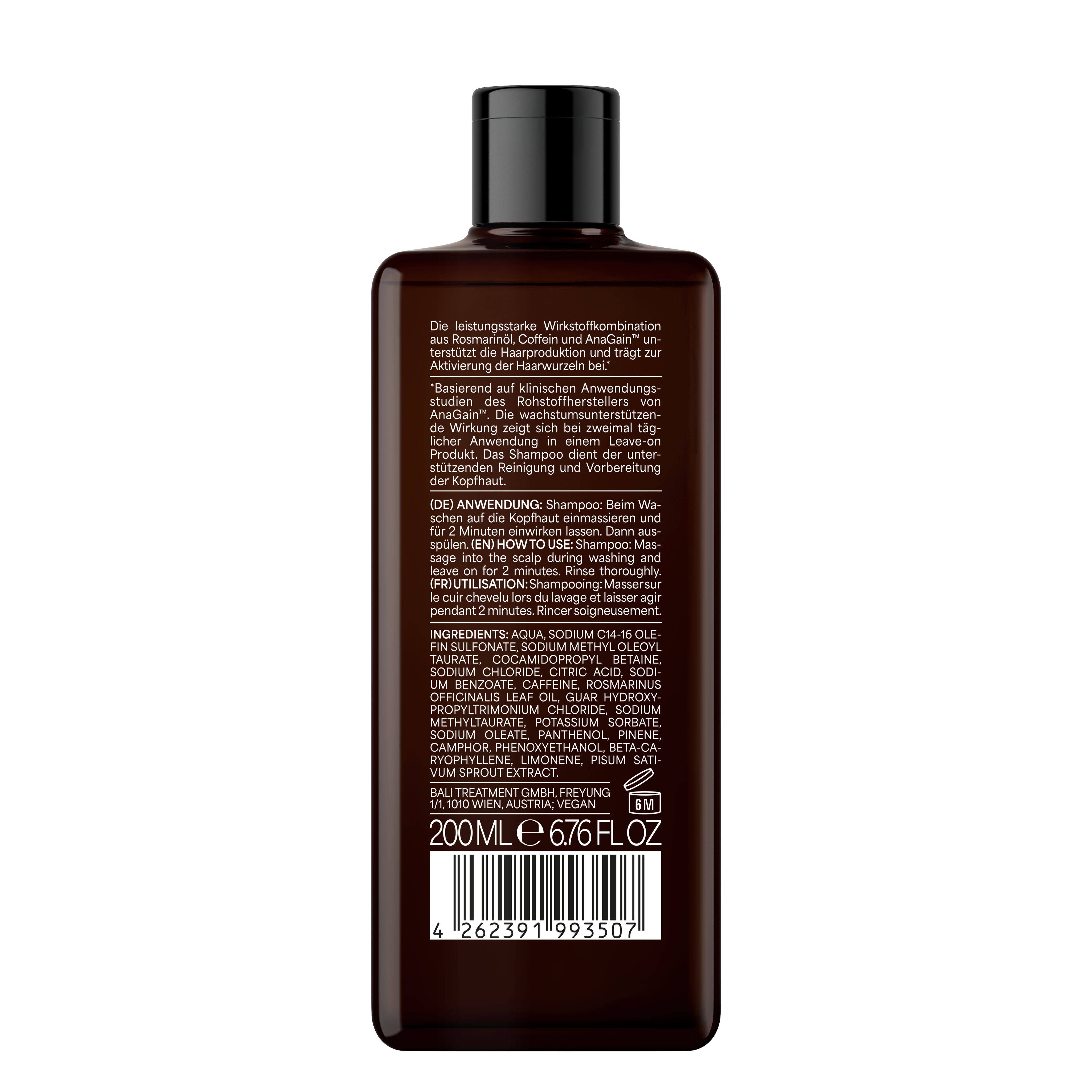 Bali Gents Coffeine Activator Shampoo 200ml back